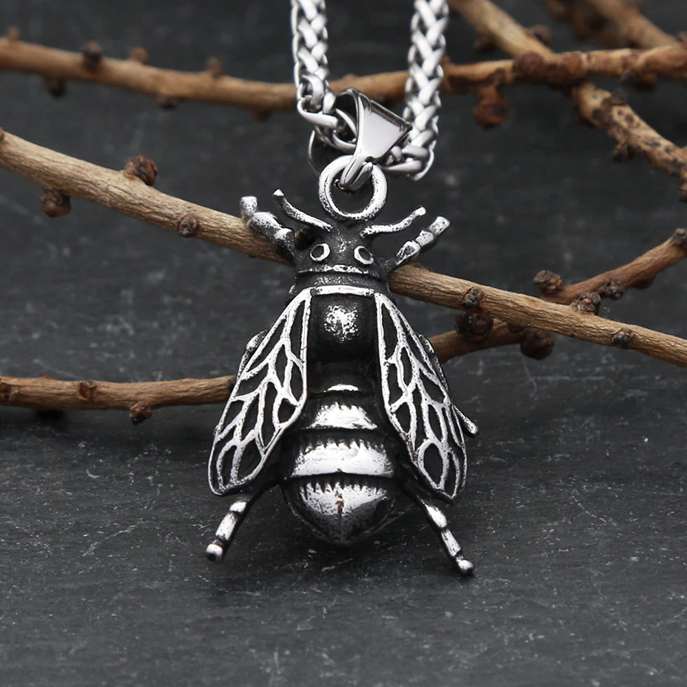 Gothic Bee Pendant — Stainless Steel