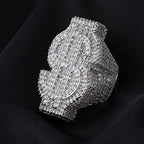 Gold Iced Out Money Sign Ring Statement