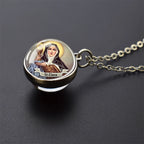 Jesus and Virgin Mary Necklace Saint Michael Jude Anthony Patrick Paul Glass Ball Pendant Religious Jewelry Christian Gift