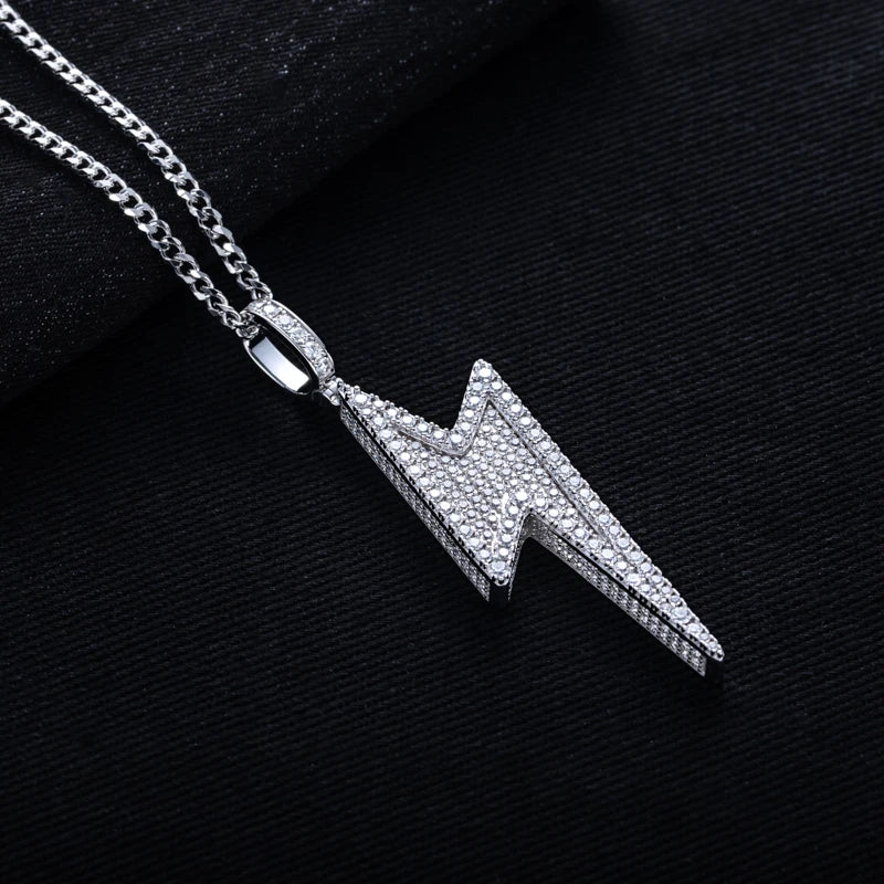 Iced Out Lightning Pendant — 925 Silver