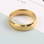 High Quality Simple Stainless Steel Gold Color Rings for Men Women Exclusive Couple Wedding Ring Wholesale Fashion Jewelry