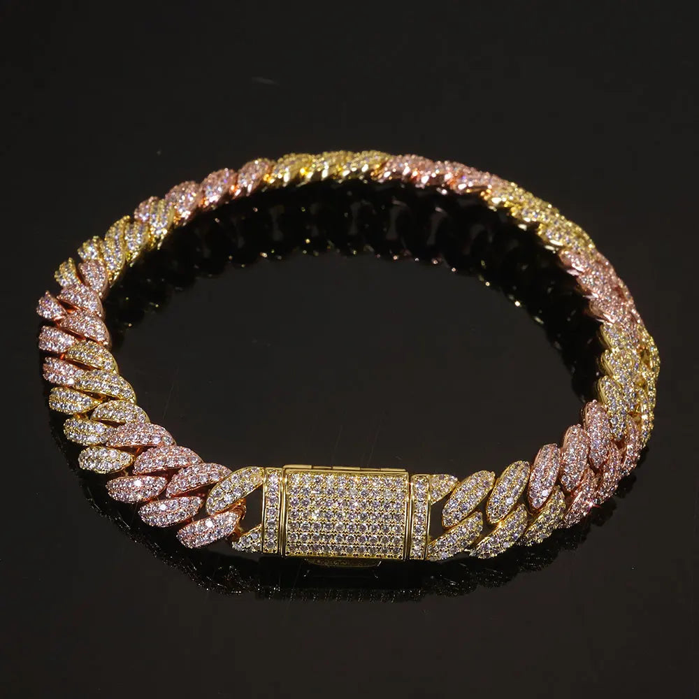 Rose Gold Cuban Chain Necklace Iced Out 10MM