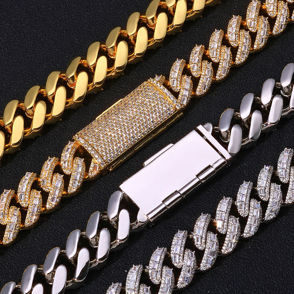 Iced Out Cuban Chain Stainless Steel 18MM 3-Row