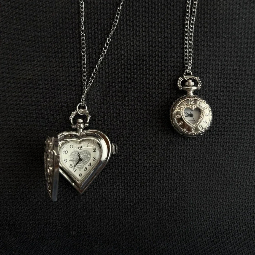 Original Hollow Heart Pocket Watch Chain keychain Design Steampunk Clock Vintage Necklace Pendant Jewelry Watch Men