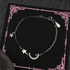 Star Silver Bracelet Zircon Sterling Crescent