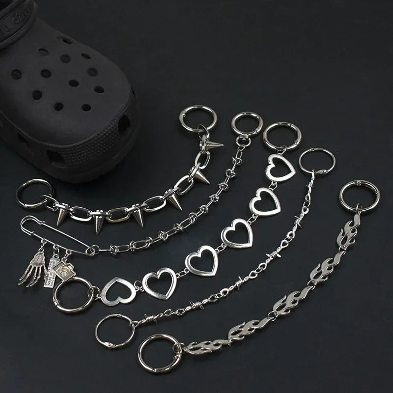 2026 Hot New Designer Shoe Charms Chain Fashion Gift Punk Pendant Metal Buckle Hip Hop Shoe Decoration Accessories For