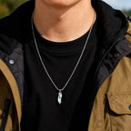 Blue Stone Pendant Necklace — Stainless Steel