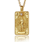 22 Style Classic Tarot Card Pendant Necklace Double Sided Zircon Tarot Necklace Major Arcana Empress Sun Star Sign