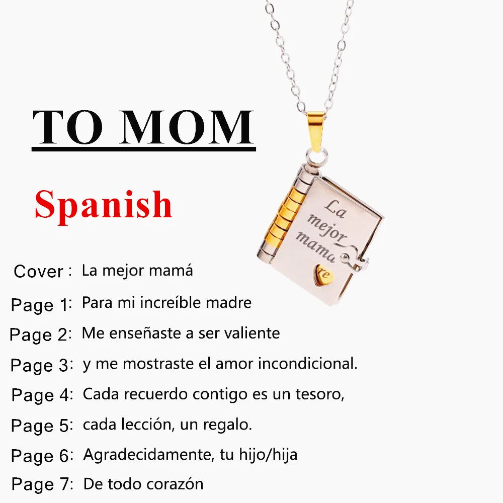 Openable Book Spanish Mi Campeón Son Necklace Mi Pequeña Estrella Daughter Necklaces My Little Star Choker Birthday