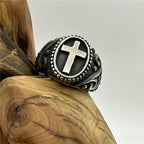 Polishing Cross Biker Punk Ring — Stainless Steel