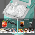LOEFME 1.4L Ice Maker 12kg/24h Portable Ice Maker 6 Mins 9pcs Ice Cubes Self-Cleaning with Scoop for Home Cafes Camping