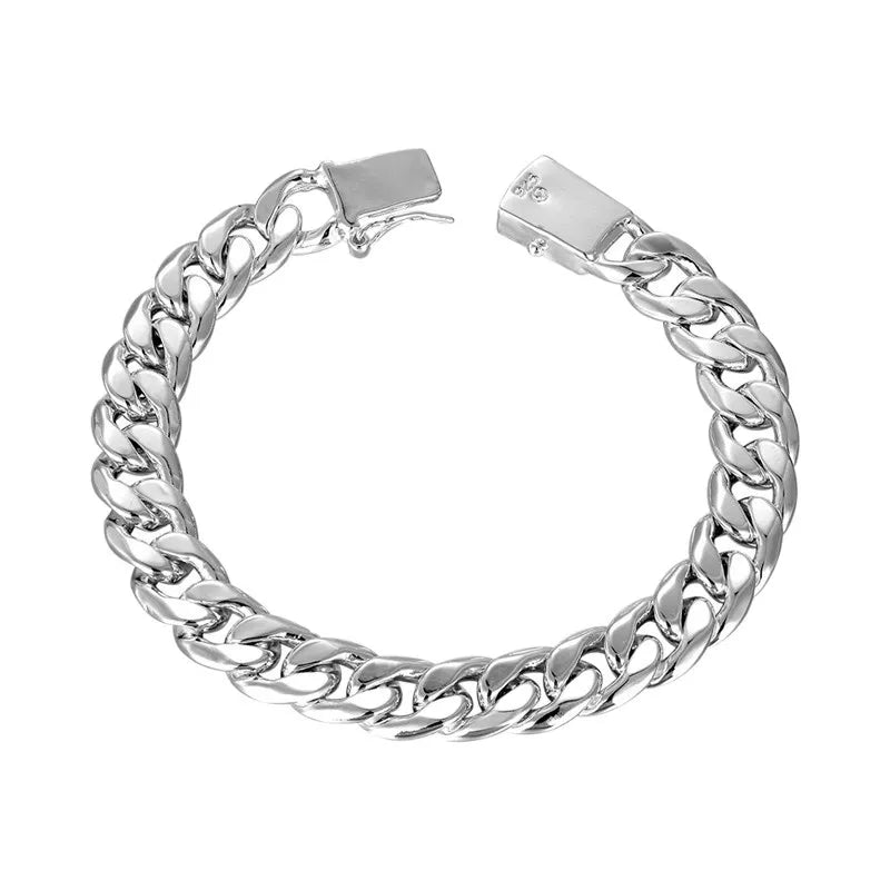 Cuban Link Chain Choker Necklace 10mm, 50-65cm — Silver-Tone