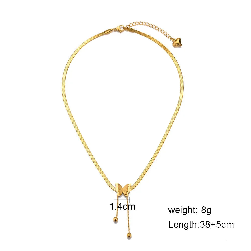 Butterfly Blade Snake Chain Necklace — Gold
