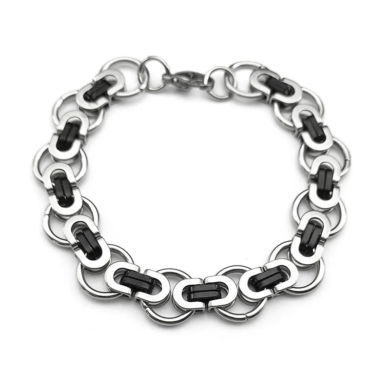 Hiphop Byzantine Round Link Chain Necklace for Women Men Gold Color Stainless Steel Male Thick Chains Jewelry collar