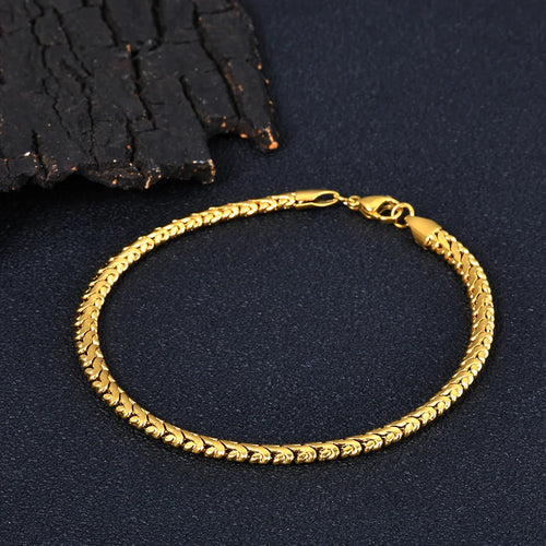 18K Gold Link Chain Bracelet Stainless Steel 4MM
