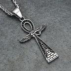 New Fashion Ancient Egyptian Ankh Cross Pendant With Eye of Horus Necklaces For Men Women Stainless Steel Amulet