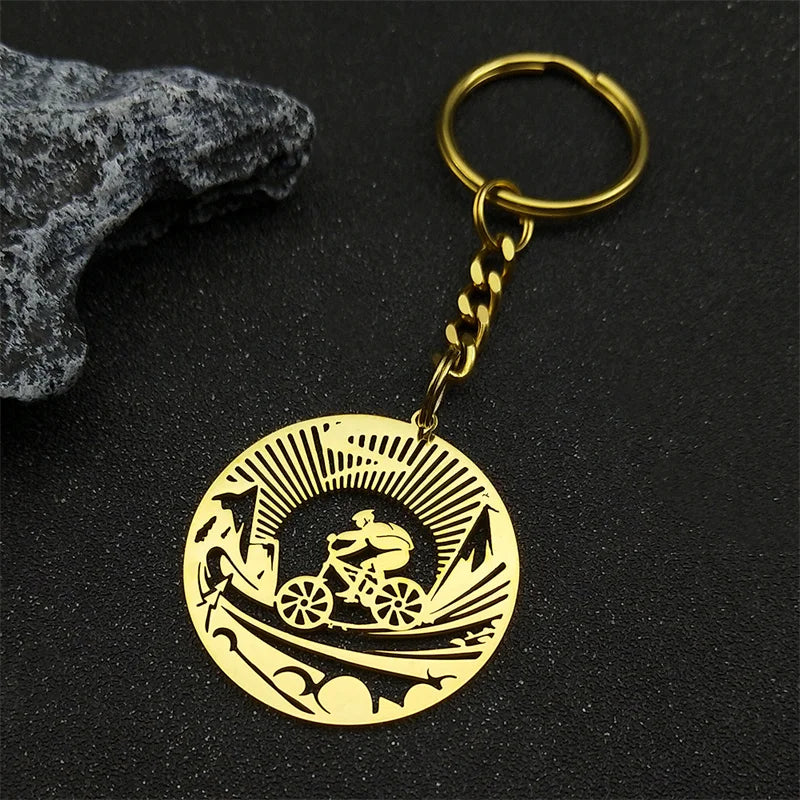 Key Steel Pendant Bicycle Sports Bikers Hollow