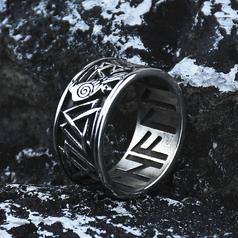 Viking Raven Valknut Amulet Ring — Stainless Steel