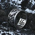 Viking Raven Valknut Amulet Ring — Stainless Steel