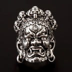 Retro Mahakala Large Ring For Men Street Punk Gothic Rock Hiphop Adjustable Open Ring Jewelry Biker Accessories Gift