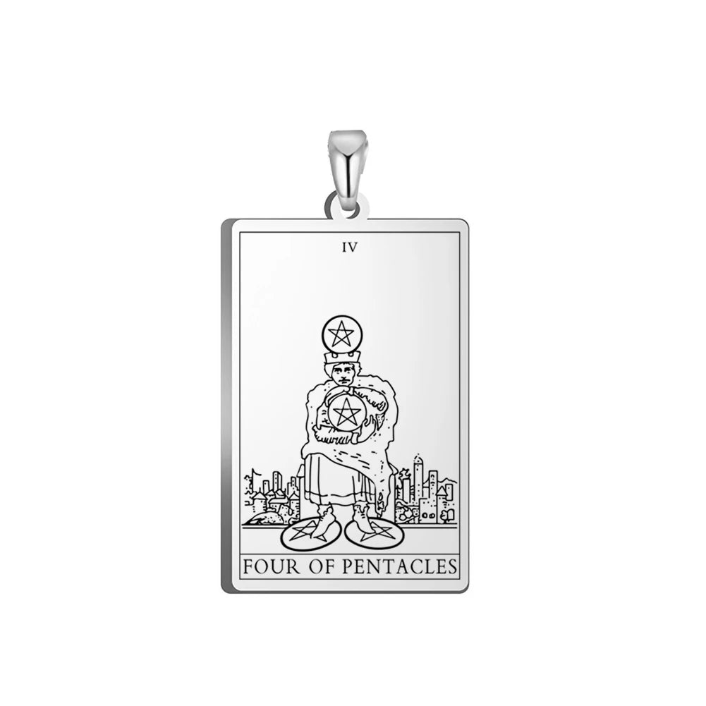 Dawapara Pentacles Tarot Card Pendant for Necklace Stainless Steel Golden Black Jewelry Accessories Charms Pendants
