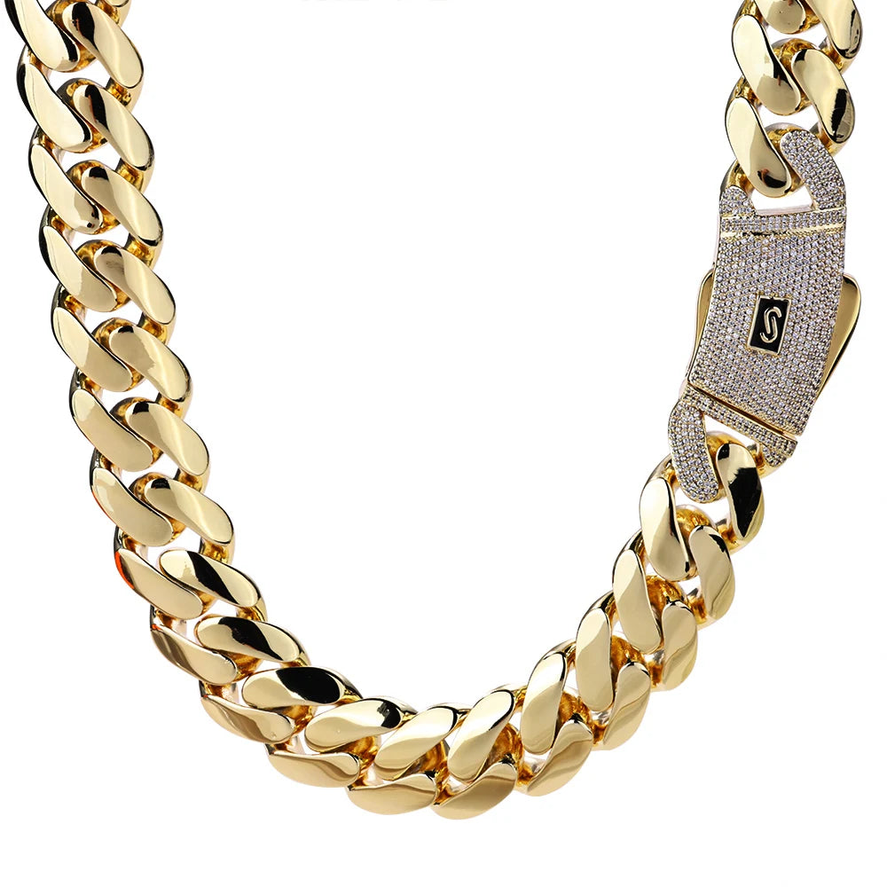 Gold Cuban Chain Necklace 14K Monaco