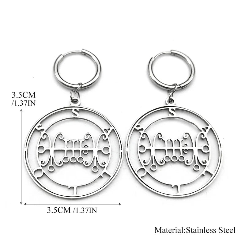 Baphomet Steel Earrings Seal Sallos Hoop Hollow