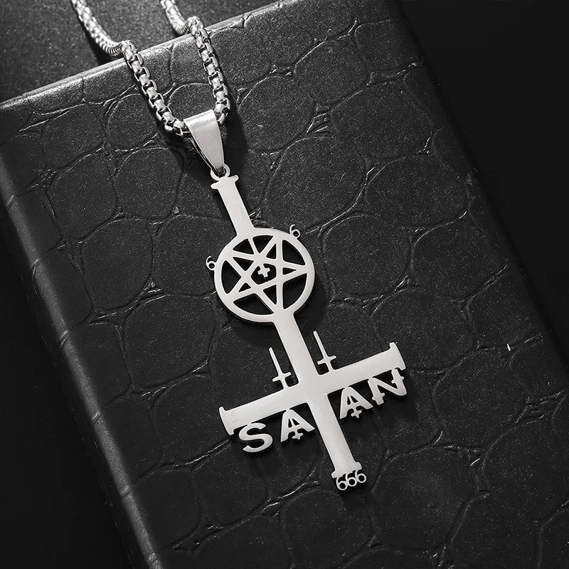Inverted Cross Stainless Steel Pendant Necklace