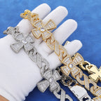 16mm Big Heavy Hip Hop Bling 3A+ Bling Iced Out Infinite Cross Cuban Link Chain Necklaces for Men Rapper Jewelry Gold