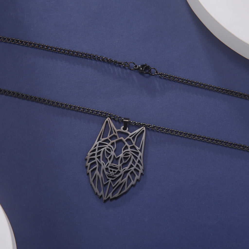 Skyrim Wolf Amulet Cut Out Pendant Necklace Men Women Stainless Steel Hip Hop Box Chain Necklaces Animal Jewelry Birthday Gift