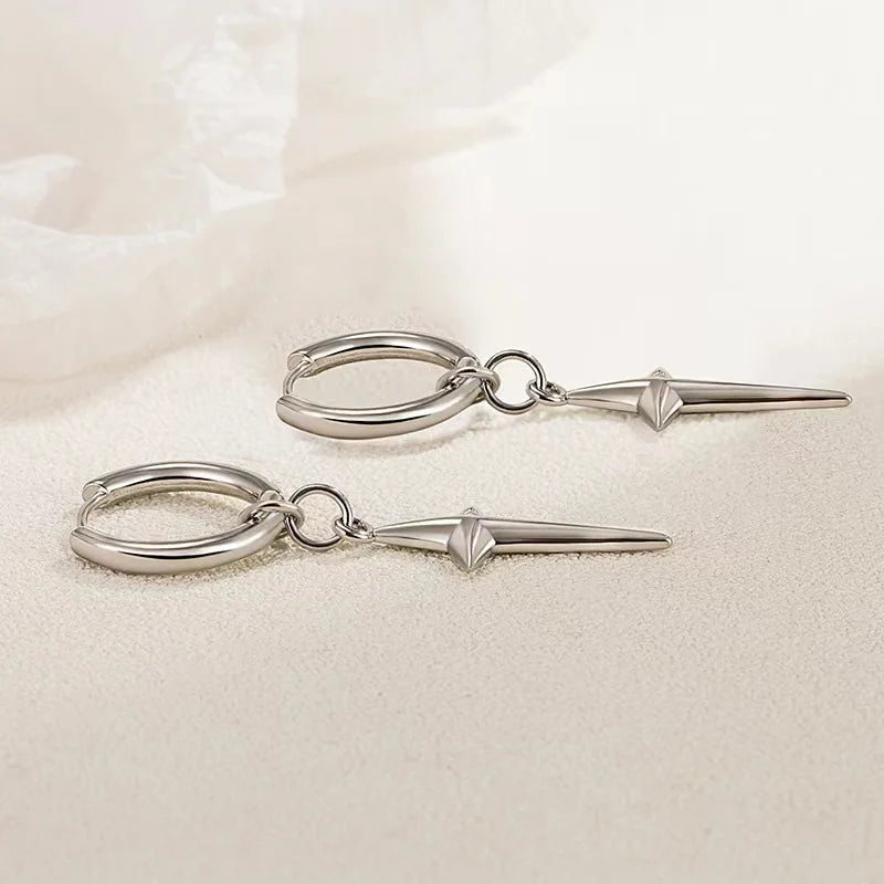 Punk Earring Mens Cross Single Spike Stainless Steel Stud Earrings Guys Jewelry Rock Hip Hop Party Jewelry Unisex