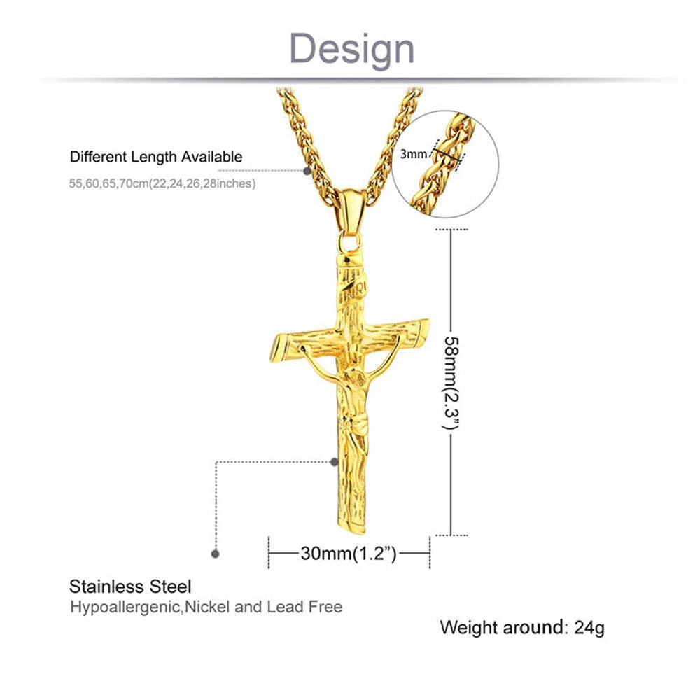 St. Benedict Exorcism Cross Pendant Necklace — Stainless Steel