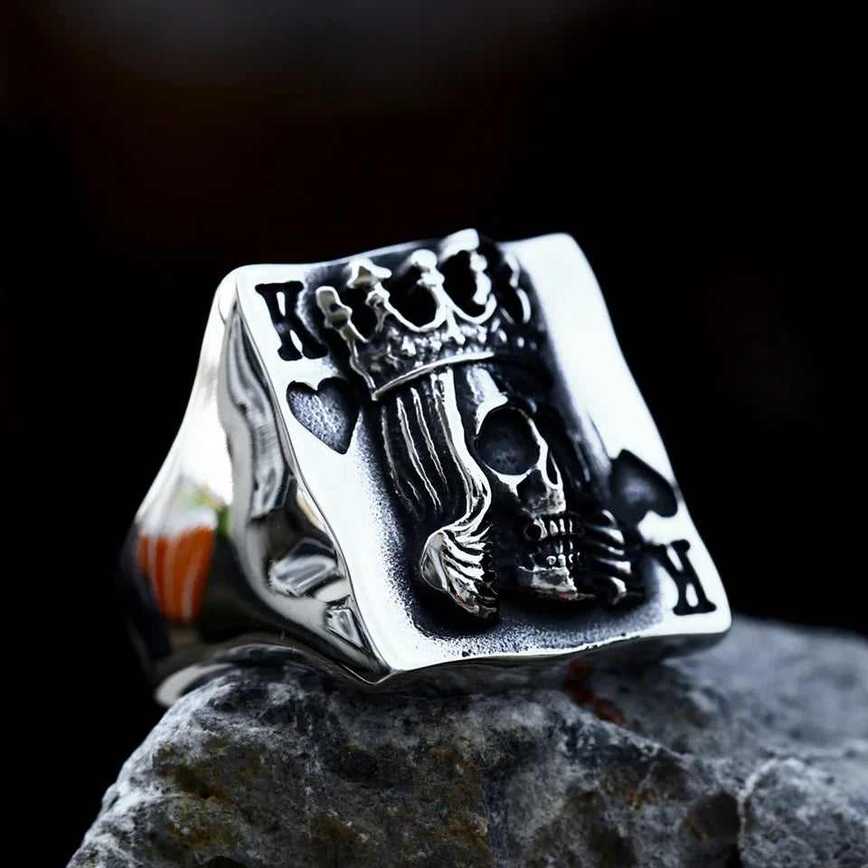 Spade K Skull Ring — Stainless Steel Punk