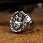 Black Iron Cross Pattern Ring — Stainless Steel