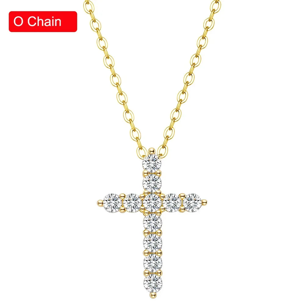Serenity 3mm 4mm 5mm Black Moissanite Cross Pendant Necklace For Women Men 100% S925 Sterling Silver Jesus Neck Chain