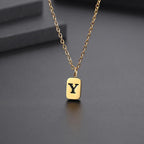 Letter Pendant Square Chain — Gold