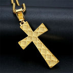 Iced Out Gold Knight Cross Pendant Necklace — Stainless Steel