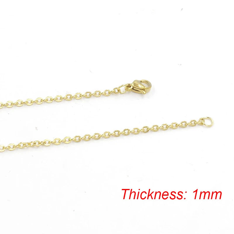 Fnixtar 10Pcs Chain Necklaces 40/45/50/55/60cm Stainless Steel Flat Cable Chain 1/1.5/2mm DIY Jewelry Accessories