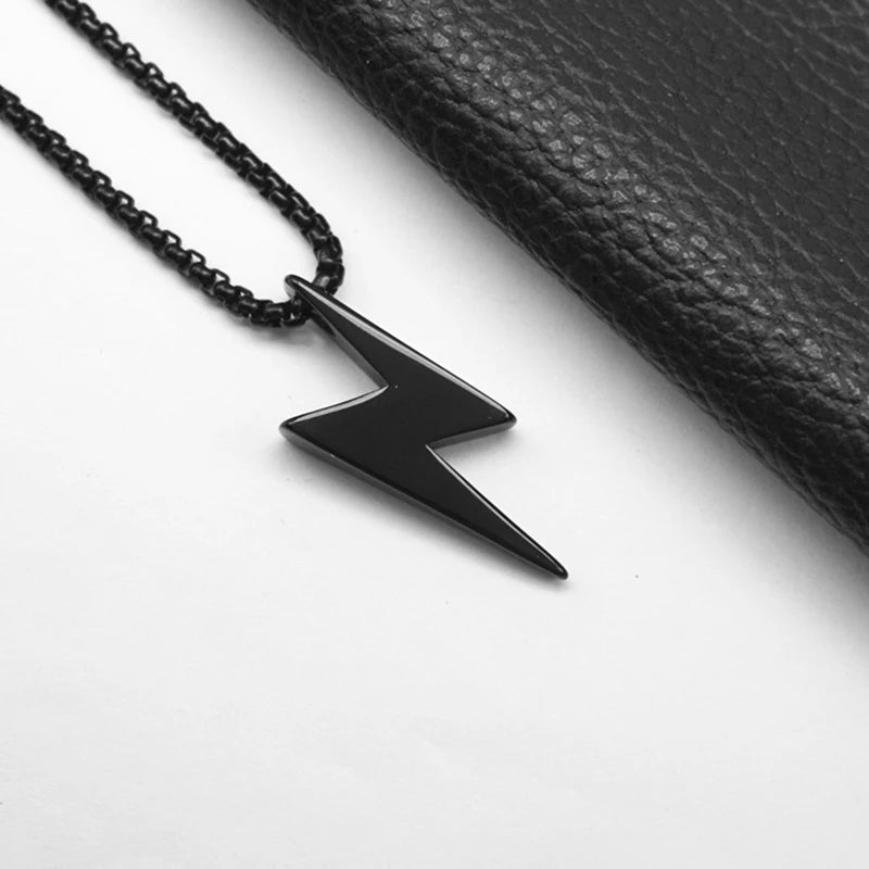 1PC Fashion Simple Stainless Steel Geometic Lightning Necklace for Men Jewelry Birthday Gift for Him