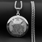 St. Michael Protect Us Cross Medal Necklace — Stainless Steel