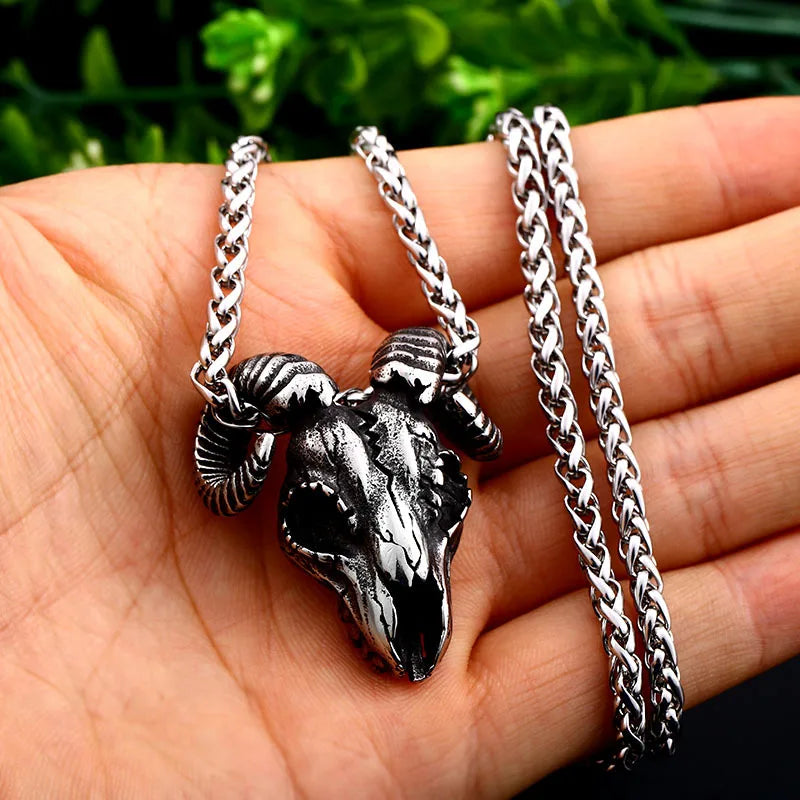 Gothic Satanic Skull Stainless Steel Pendant Necklace