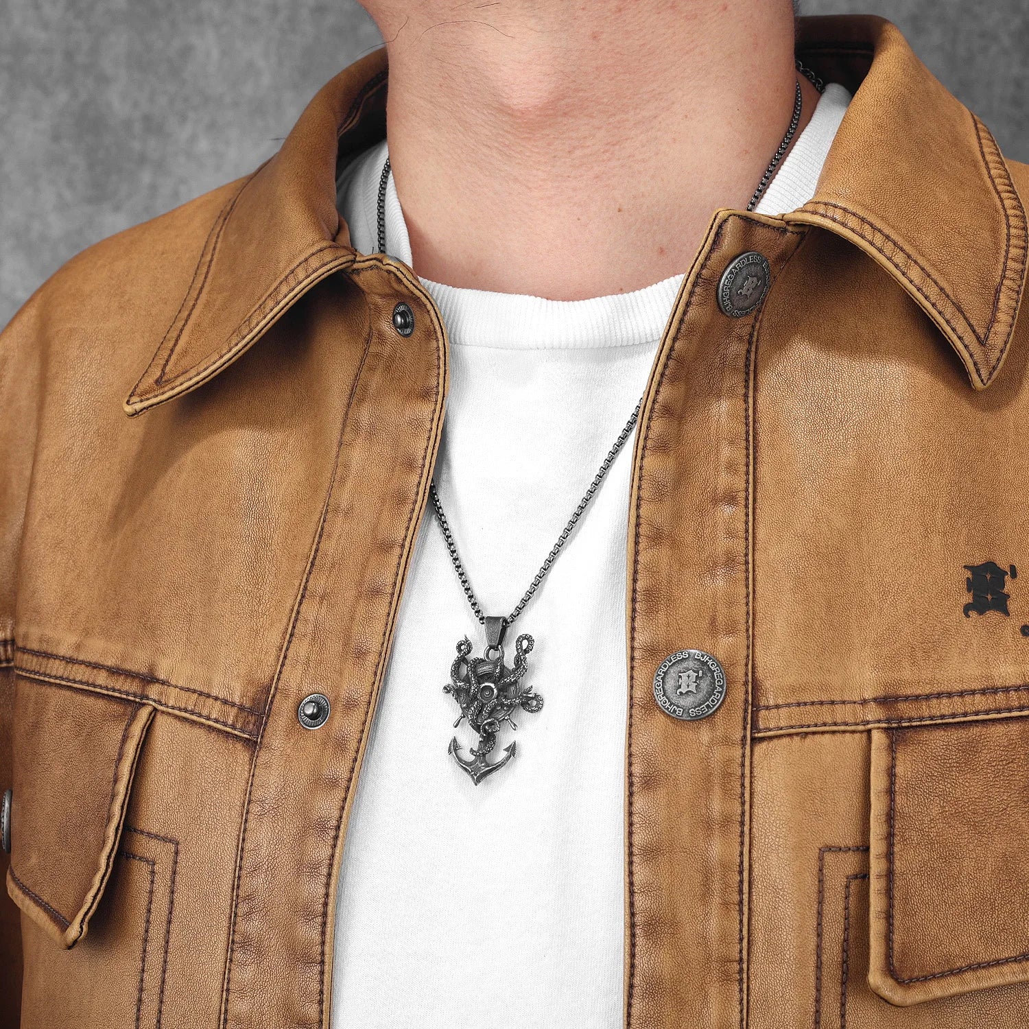 Vintage Octopus Anchor Stainless Steel Jewelry Men Necklace With Pendant For Male Women Punk Hip Hop Accessories Gift