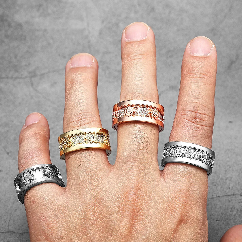Fidget Spinner Gemstone Ring — Stainless Steel