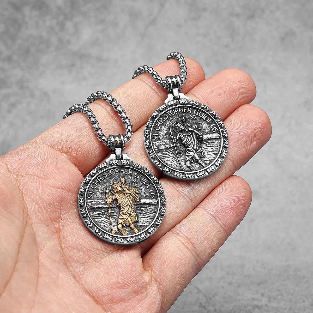St. Christopher Pendant Necklace Stainless Steel