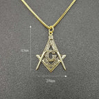 Men's Gold color Masonic Symbol Pendant Necklace 316L Stainless Steel Fashion Punk Retro Freemason Pendant