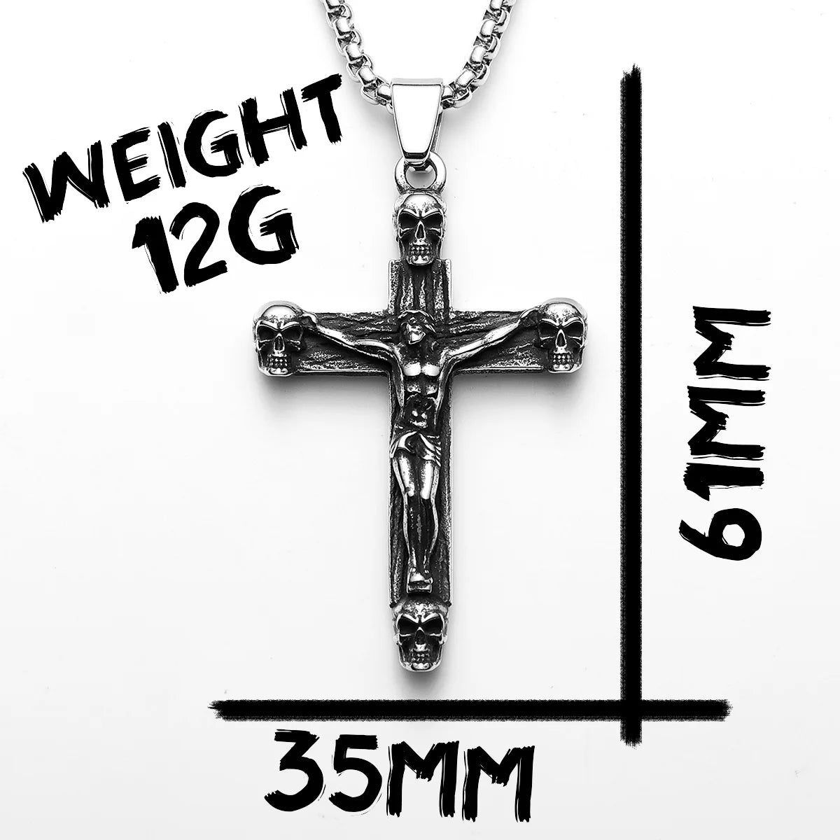Cross Skull Jesus Pendant Necklace Stainless Steel