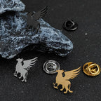 Stylish and simple animal badge, gold-plated stainless steel lion collar pin, phoenix men's collar pin, pterosaur brooch