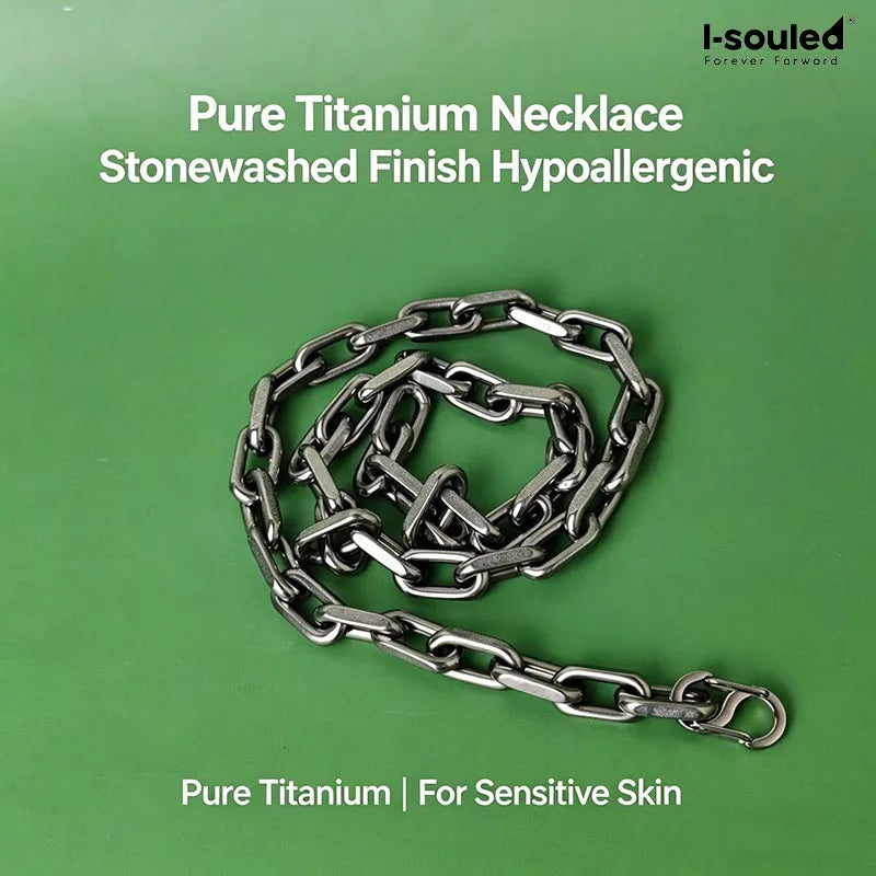 Stone Washed Unpolished Pure Titanium Necklace for Sensitive Skin, Non Allergy Jewelry Gift