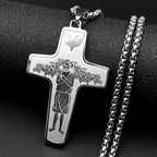 Christ Jesus Good Shepherd Cross Pendant Necklace for Women Men Stainless Steel Gold Color Holy Spirit Dove Chain Faith