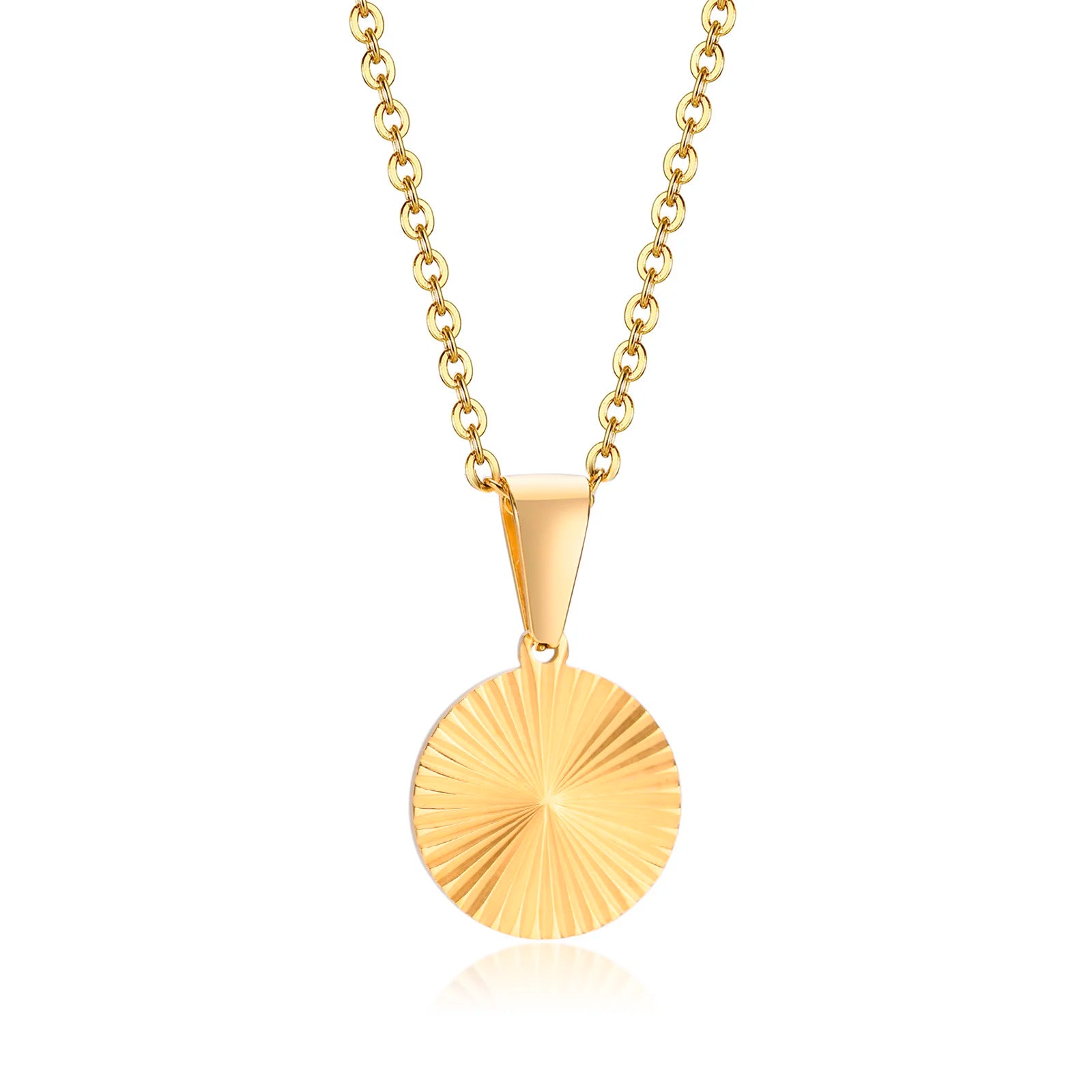 Sunburst Round Disc Pendant — Gold